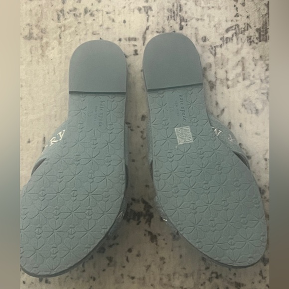 Kate Spade Light Blue Cottagecore Denim Piper Cross Strap Slide